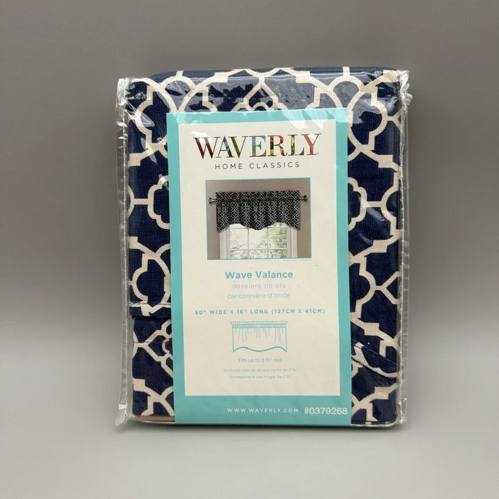 Waverly Wave Valance  Lovely Lattice Indigo Blue Valance 50